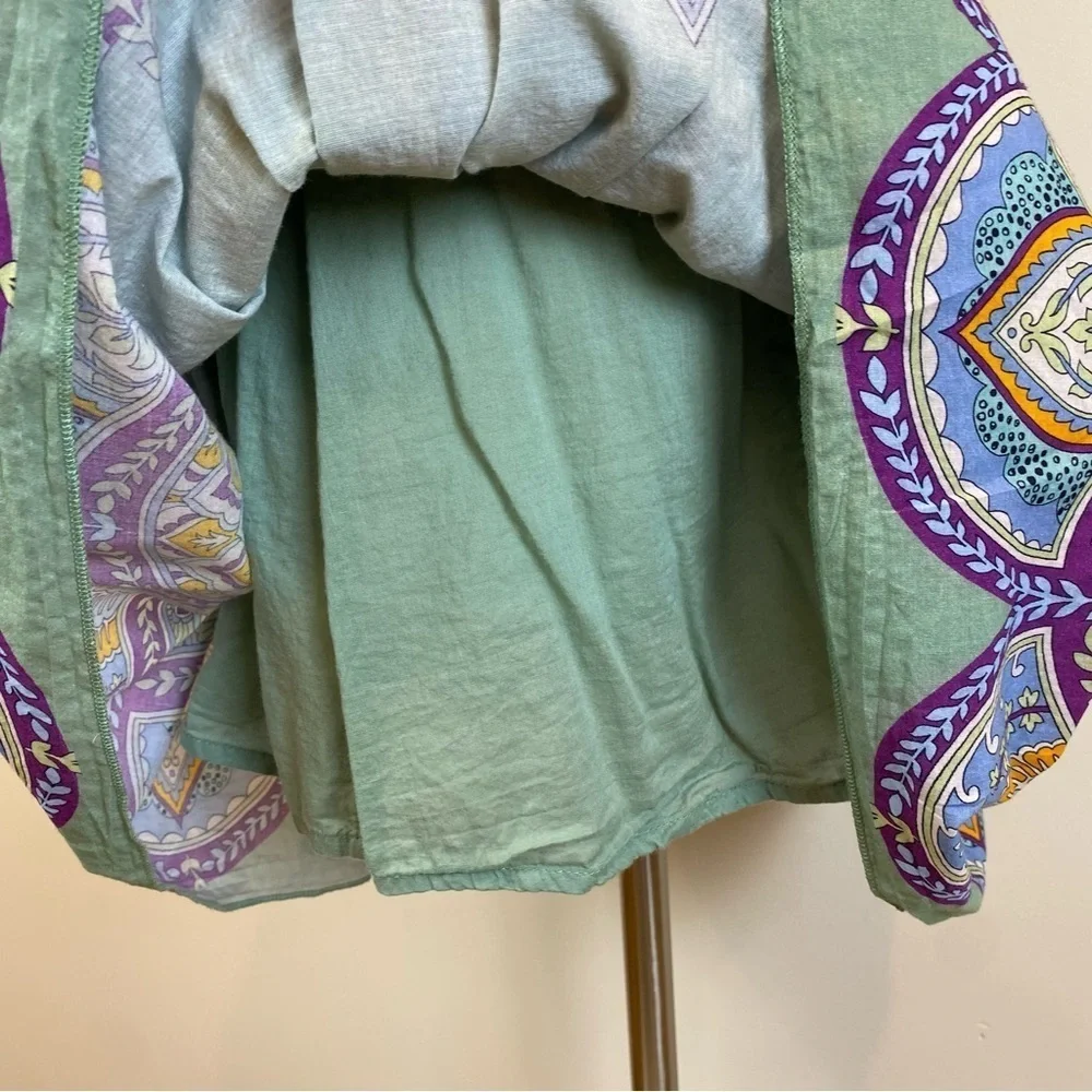 Anthropologie LetMeBe Tiered Bohemian Mini Skirt Sz S Lined‎ Ruched Waist Fairy